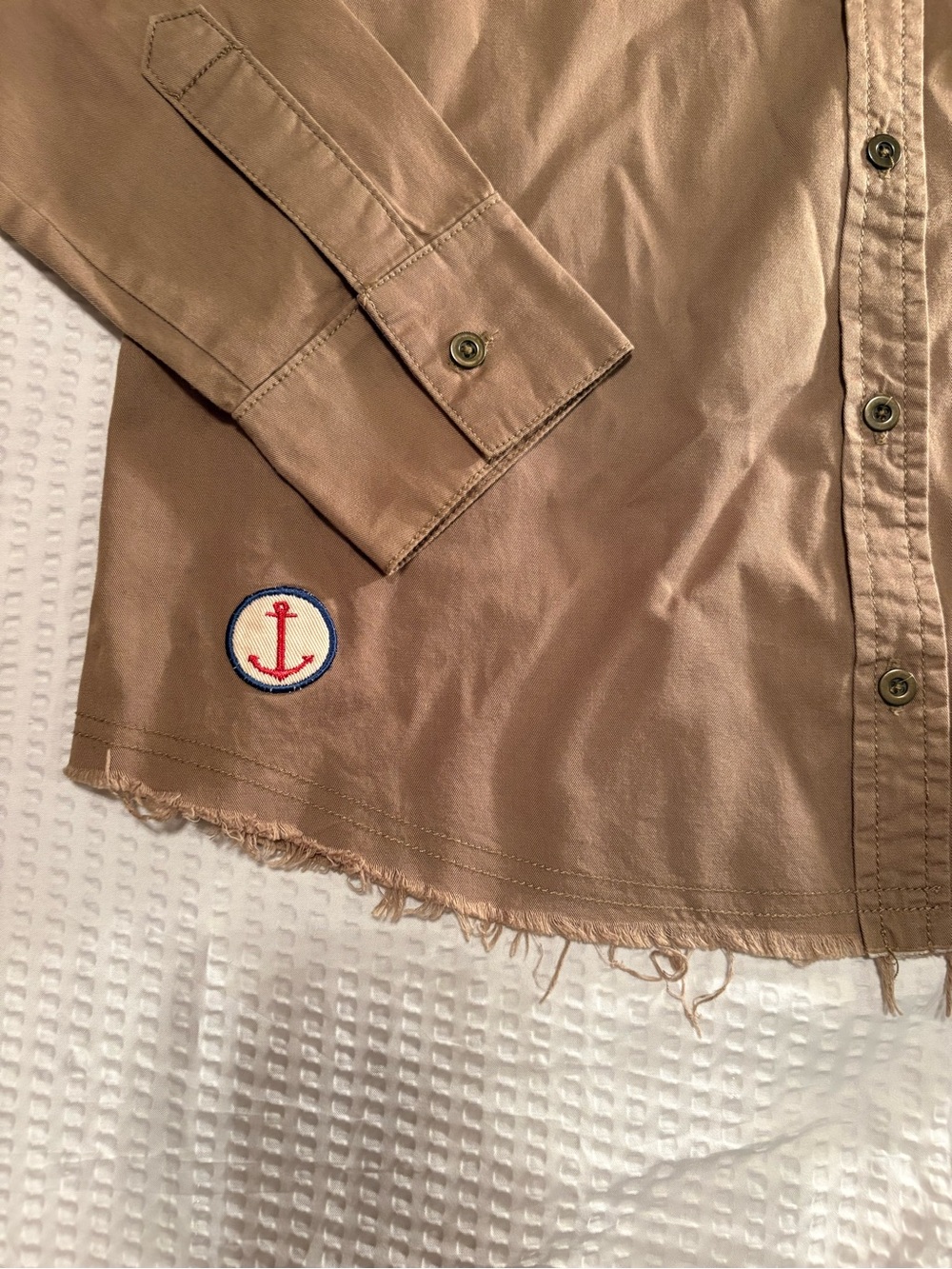 Billabong Women's Army Green Button-Down Utility Shirt with Patches - Picture 5 of 7